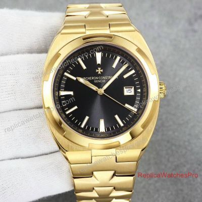 Replica Vacheron Constantin Overseas Watch All Gold Black Face 42mm